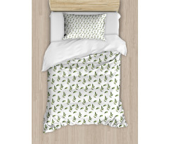 Repetitive Leaves and Sprigs Duvet Cover Set