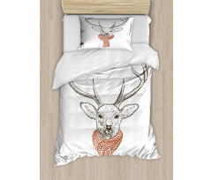 Deer with Scarf Winter Duvet Cover Set