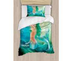Mermaid Tail Waves Sea Duvet Cover Set