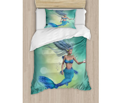 Mermaids Swimming Duvet Cover Set