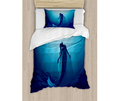 Mermaid in Deep Water Duvet Cover Set