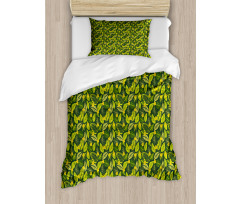 Hawaiian Flowers and Leaves Duvet Cover Set