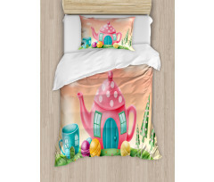 Teapot and Teacup House Duvet Cover Set