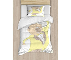 Singing Man Pastel Sketch Duvet Cover Set