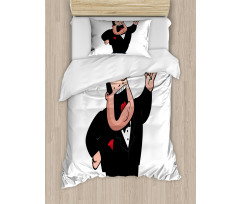 Cartoon Singer Man in Smokin Duvet Cover Set