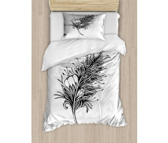 Doodle Style Plumage Boho Duvet Cover Set