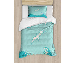 Seagulls Flying over Waves Duvet Cover Set