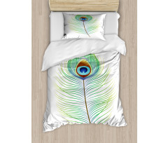 Single Retro Plume Peacock Duvet Cover Set