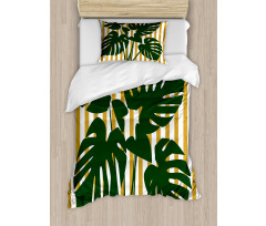 Hawaiian Monstera Stripes Duvet Cover Set