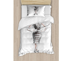 Slim Lady in a Dress Duvet Cover Set