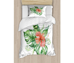 Exotic Flower Leafy Bouquet Duvet Cover Set