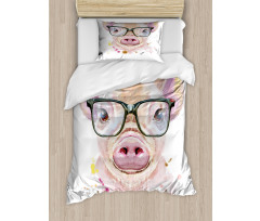 Pig Portrait with Spots Duvet Cover Set