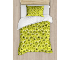 Doodle Style Branches Herbs Duvet Cover Set