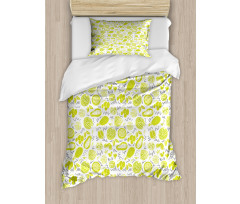 Tropical Foods Sketches Duvet Cover Set