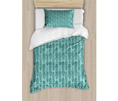 Vertical Strips with Leaves Duvet Cover Set