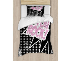 Halftone Style Text Bubble Duvet Cover Set