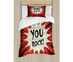 Comic Text Bubble Graphic Duvet Cover Set