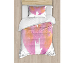 Watercolor Heart Rock Sign Duvet Cover Set