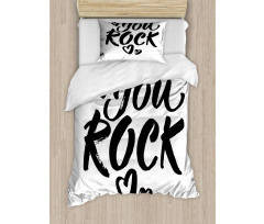 Monochrome Cursive Wording Duvet Cover Set