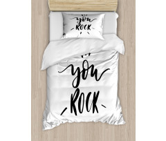 Monochrome Lettering Art Duvet Cover Set