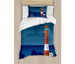 Lighthouse at Night Duvet Cover Set