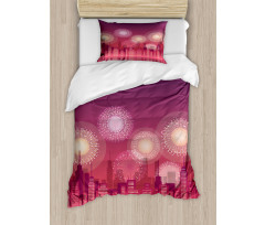 Cityscape Fireworks Duvet Cover Set