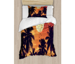 Palms Full Moon Birds Duvet Cover Set