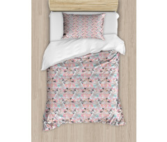 Asters on a Pale Blue Back Duvet Cover Set