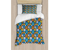 Folkloric Look Flower Art Duvet Cover Set