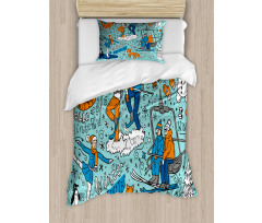 People Winter Activities Duvet Cover Set