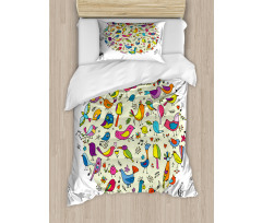 Vivid Little Birds Duvet Cover Set