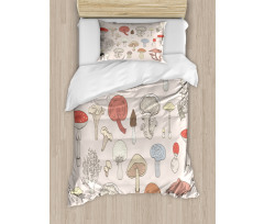 Pastel Various Mushrooms Duvet Cover Set