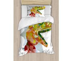Colorful Mosaic T-rex Duvet Cover Set