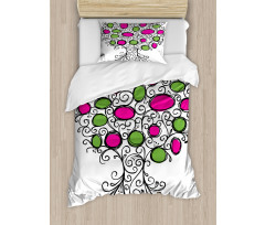 Pink Green Spring Tree Duvet Cover Set