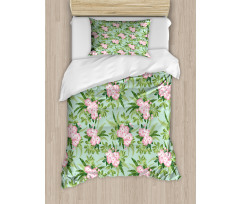 Hibiscus Blooming Bouquets Duvet Cover Set