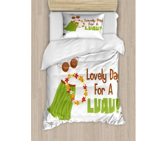 Day for a Luau Wording Ethnic Duvet Cover Set