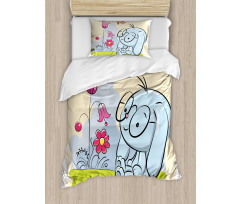 Rabbit Nature Tulips Duvet Cover Set