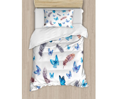 Feathers and Butterfly Duvet Cover Set