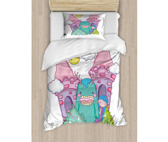 Little Girl Monster Castle Duvet Cover Set