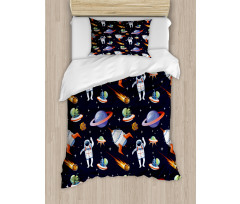 Galaxy Asteroid UFO Astronaut Duvet Cover Set