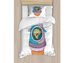 Monster Rocket Space Travel Duvet Cover Set