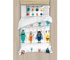 Colorful Monster Graphic Art Duvet Cover Set