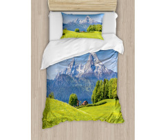 Alps with Meadow Flora Duvet Cover Set