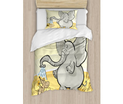 Elephant Bathing Mouse Duvet Cover Set
