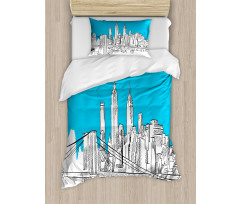 Pencil Drawn Brooklyn Duvet Cover Set