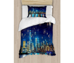 New Year Night Fireworks Duvet Cover Set