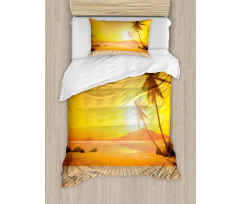 Wooden Deck Sunset Duvet Cover Set