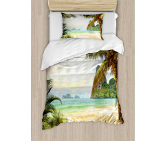 Palm Coconut Trees Beach Duvet Cover Set