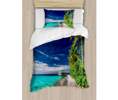 Beach Palm Trees Sky Duvet Cover Set