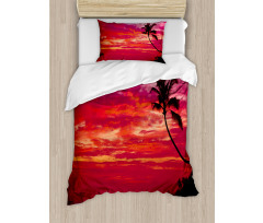 Tropical Island Beach Palms Duvet Cover Set